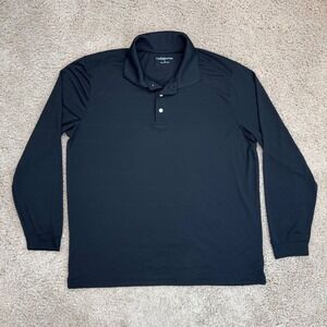 Croft & Barrow Golf Polo Shirt Men L Black Long Sleeve Striped Collared Athletic